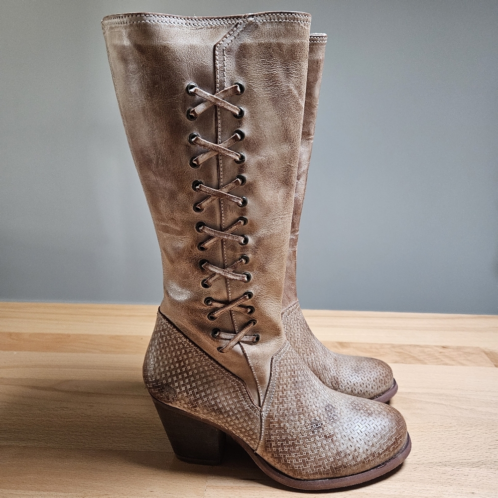 Roan by Bedstu Lace Up Style Leather Cowboy Boots 7.5 - Picture 2 of 13